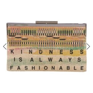 Rachel Roy Woven Linen Kindness is Always Fashionable Ghana Clutch Purse